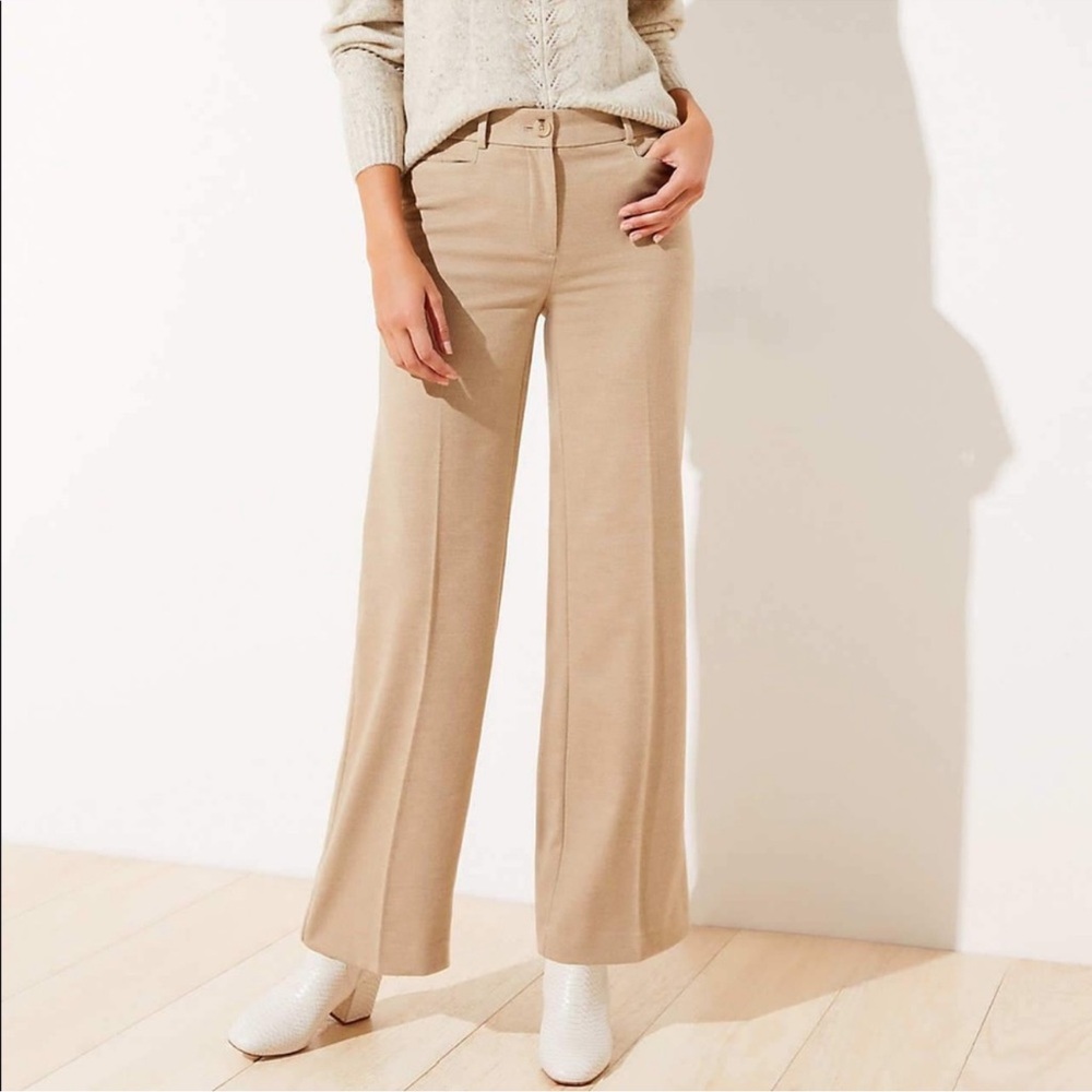 LOFT High-Waist Wide Leg Trouser Pants in‎ Caramel Sz 14 NWT